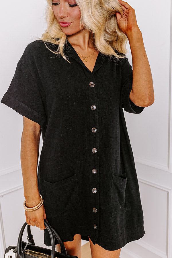 St. Lucia Bound Linen-Blend Mini Dress in Black