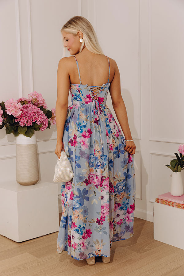Enchanted Embrace Floral Maxi Dress in Light Blue