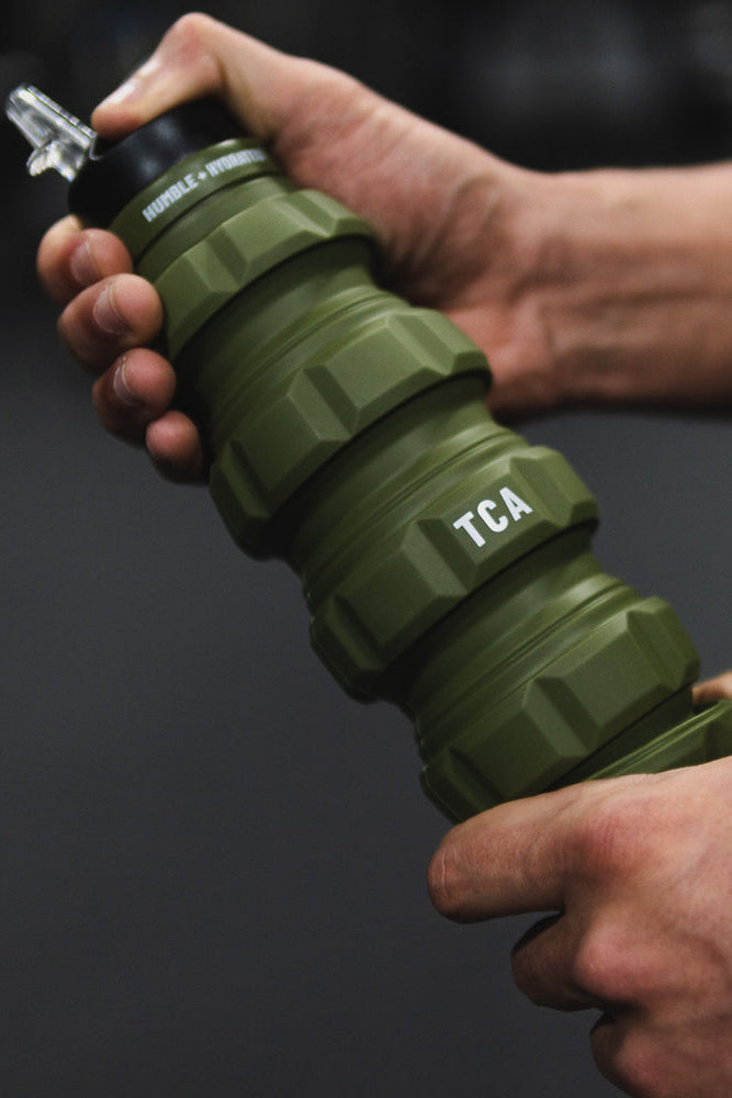 tango charlie - humble and hydrated expandable water bottle army green