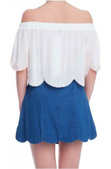 Wandering Ivy White Embroidered Off-the-Shoulder Top