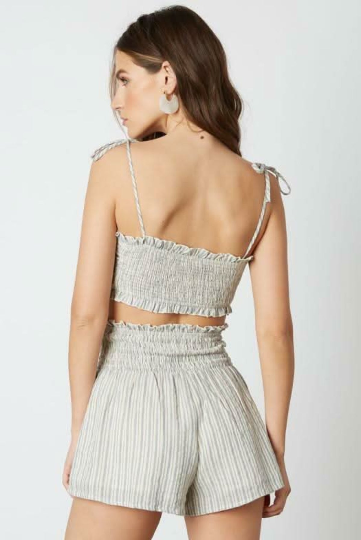 Sun Kissed Blue Chambray Striped Two-Piece Romper