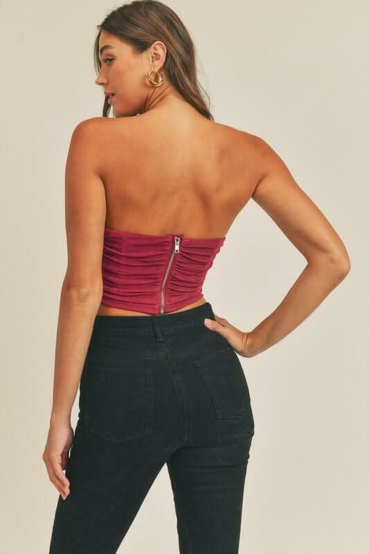 Serenity Berry Strapless Crop Top