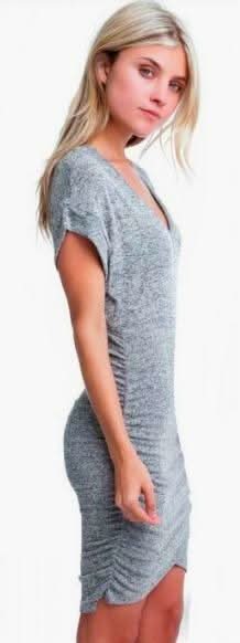 Revolve Heather Grey Bodycon V-Neck Tee Dress
