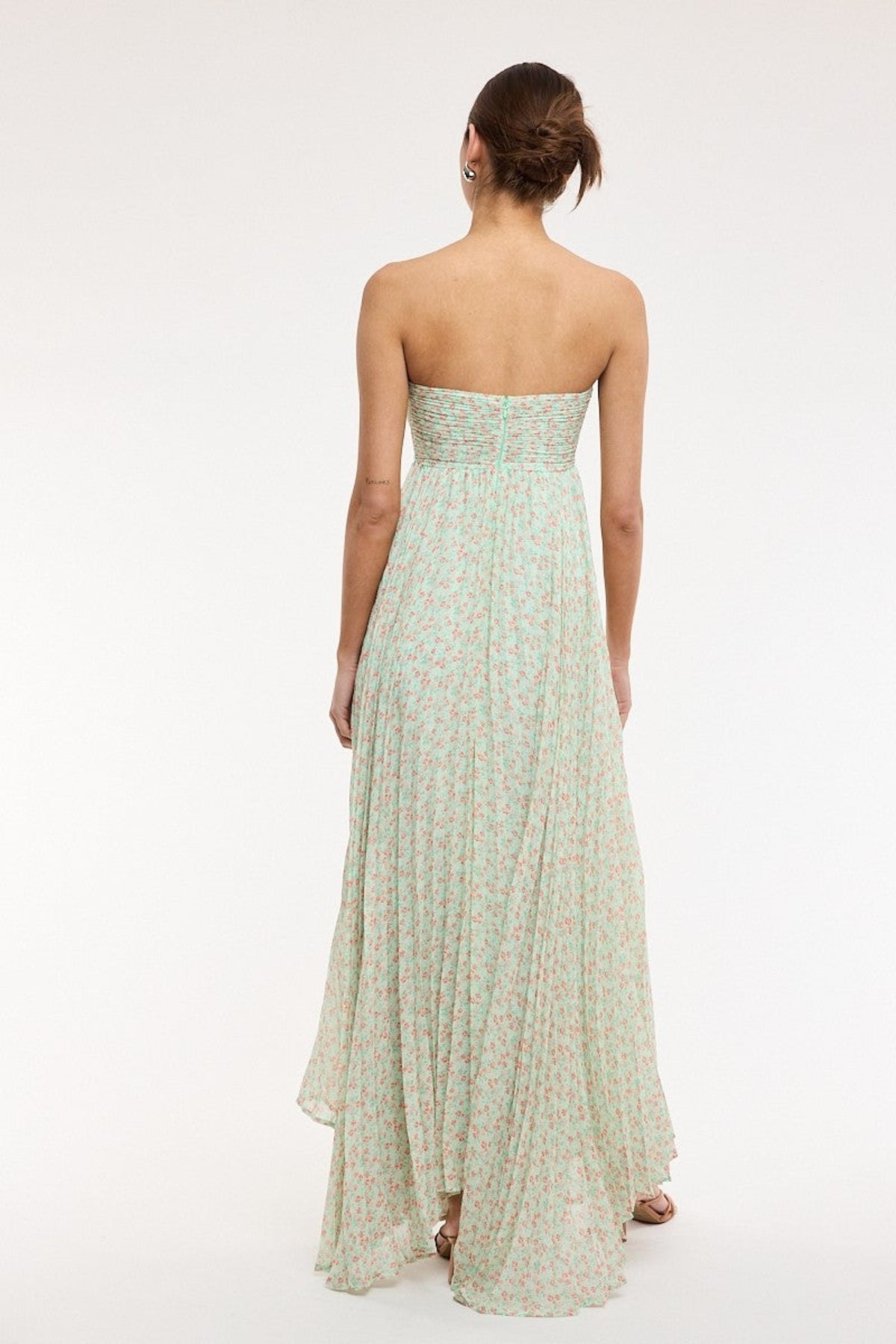 Willow Light Green Ditsy Floral Strapless Maxi Dress
