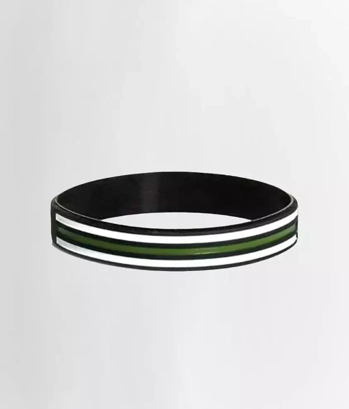 Show your support with the Howitzer Clothing Support Military Bracelet, featuring black, white, and green stripes.