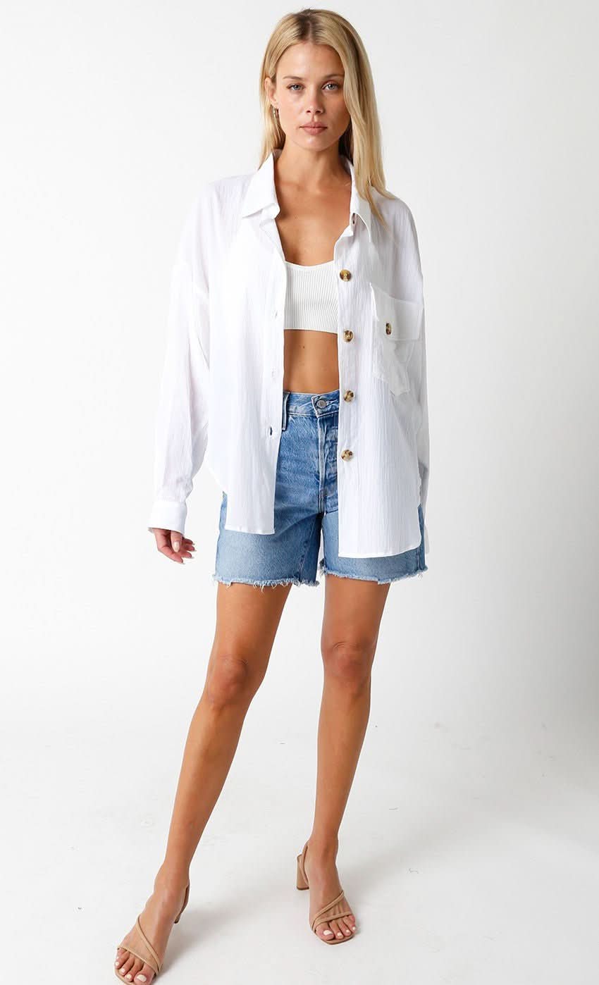 Renee White Button Down Top