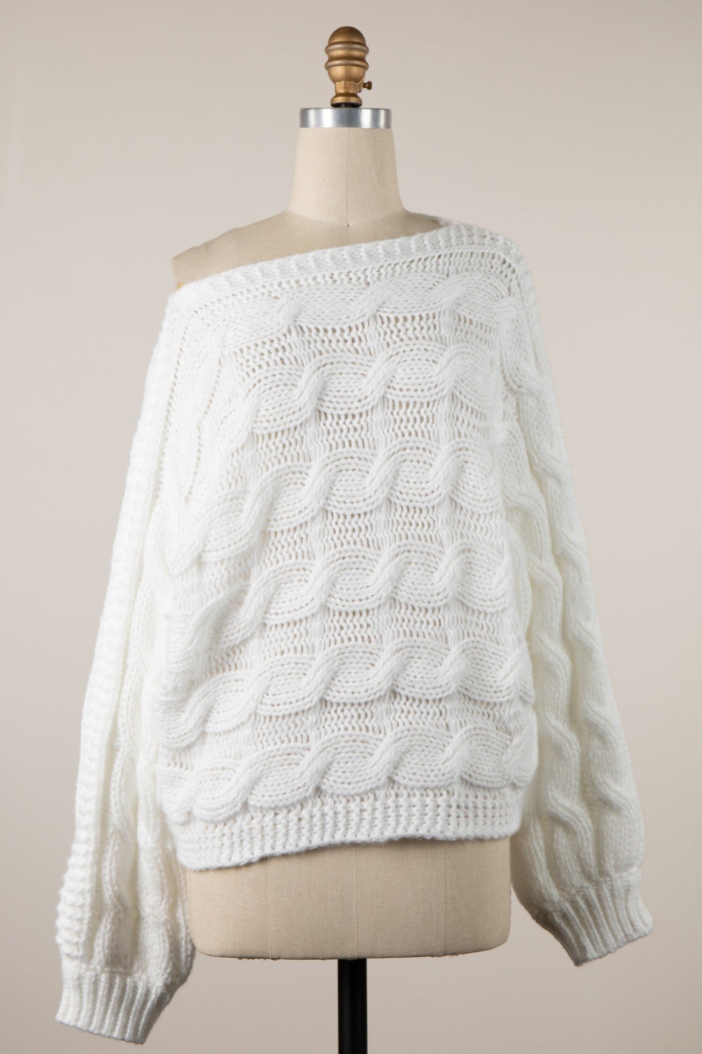 Willow White Oversized Cable Knit Sweater