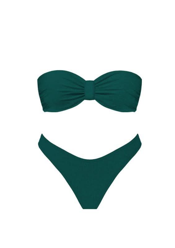 There She Goes Teal Shimmer Front Knot Bikini