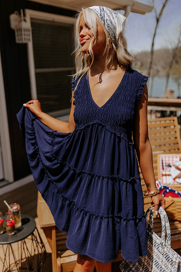 Celebrate Together Smocked Dress in Navy