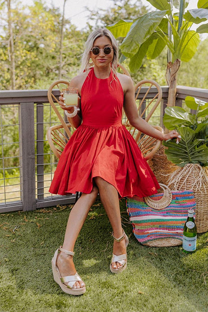 Bring The Prosecco Mini Dress in Red