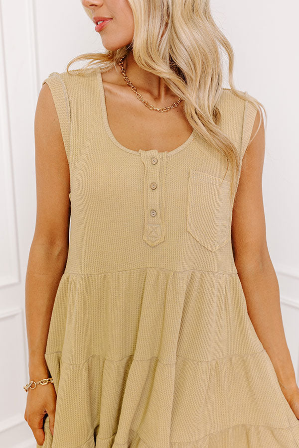 Long Time Coming Shift Dress In Beige