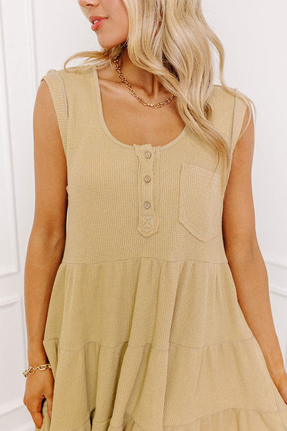 Long Time Coming Shift Dress In Beige