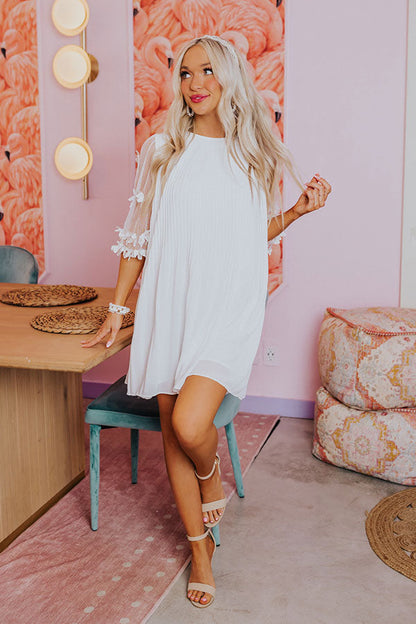 Magic Melody Pleated Mini Dress In Ivory