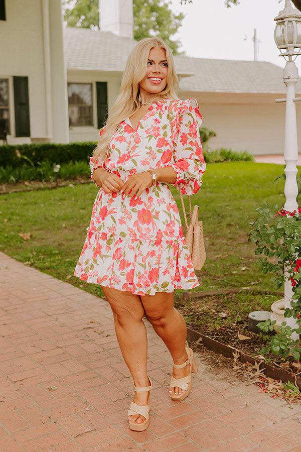 Grace Given Floral Dress In Ivory Curves