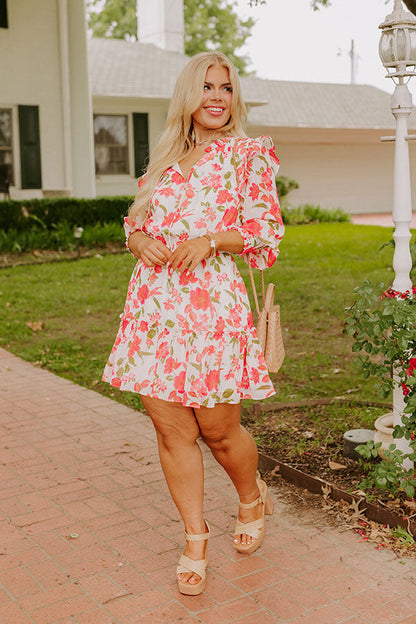 Grace Given Floral Dress In Ivory Curves