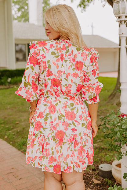 Grace Given Floral Dress In Ivory Curves