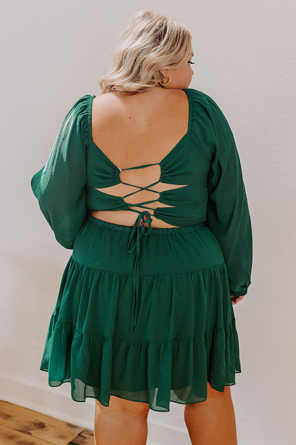 Haute Harmony Mini Dress In Hunter Green Curves