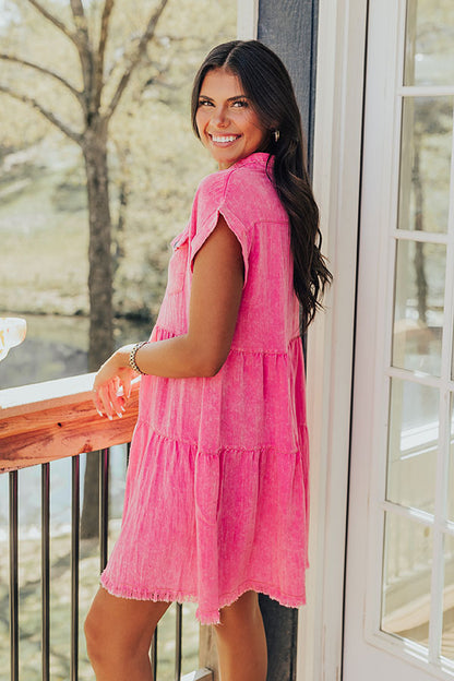 Kaleidoscope Ways Mineral Wash Mini Dress In Pink