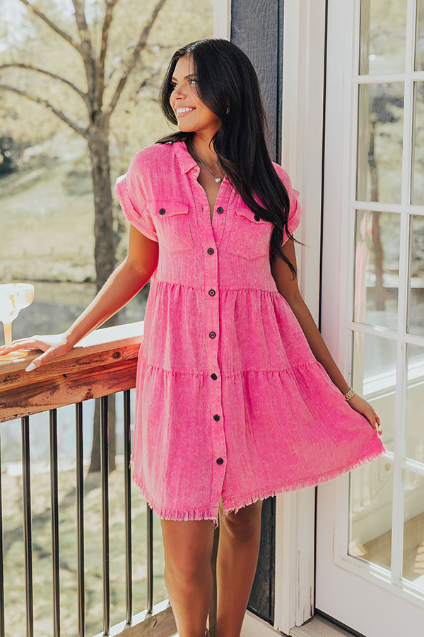 Kaleidoscope Ways Mineral Wash Mini Dress In Pink