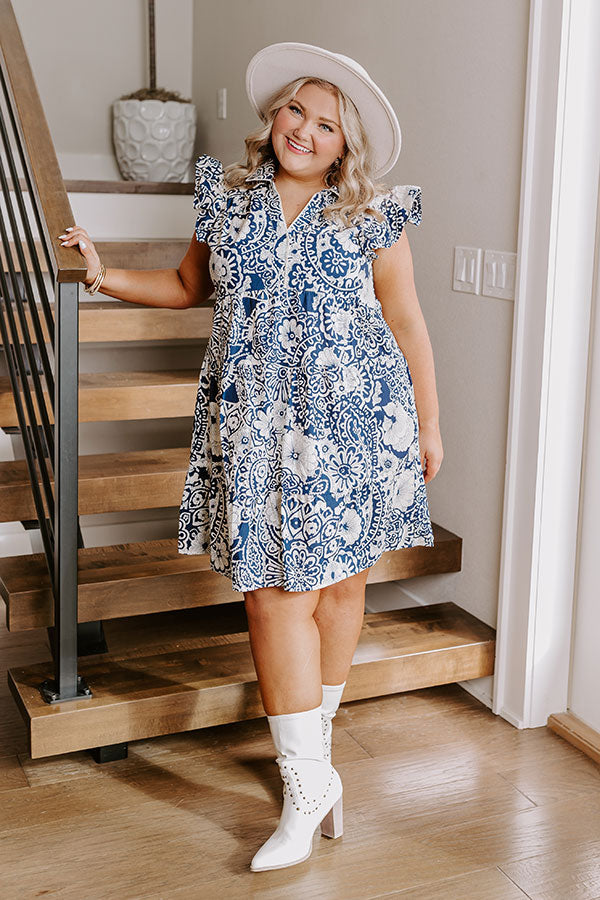 Hello Lovely Floral Dress In Navy Curves