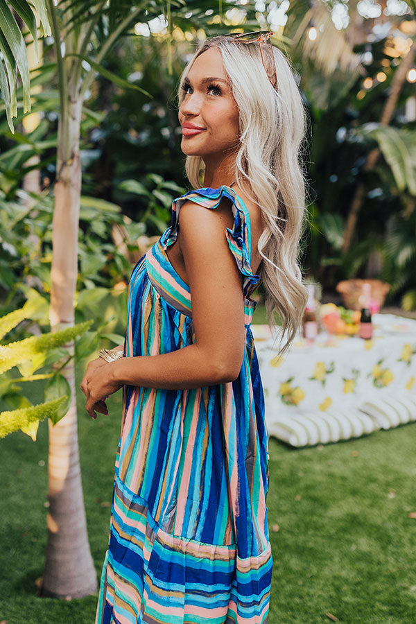 Hit Remix Stripe Midi In Royal Blue