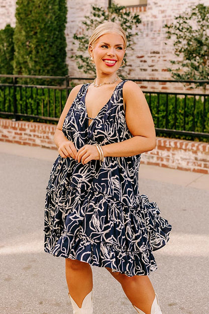 Free Yourself Shift Dress In Navy Curves