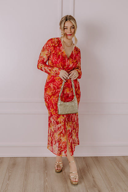 Sunset Silhouette Mesh Midi