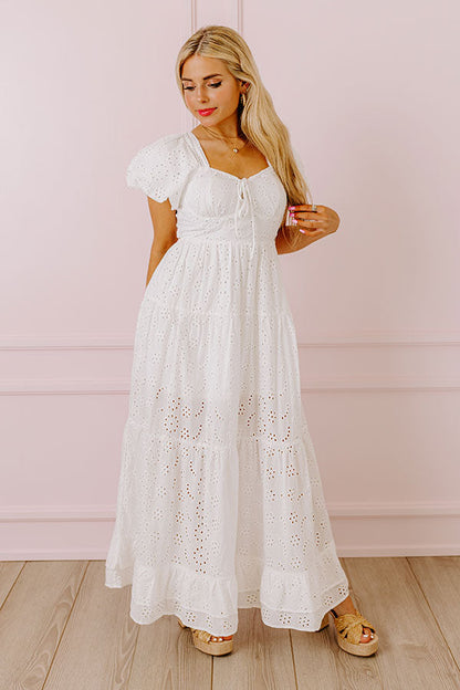 Oh So Sweet Eyelet Maxi Dress in White