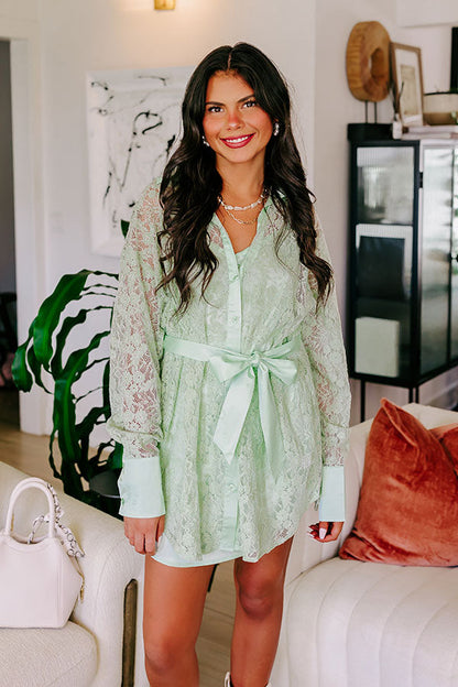 It's In The Details Lace Mini Dress in Mint