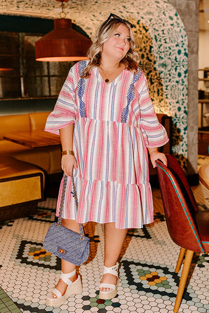 Costa Maya Brunch Stripe Mini Dress Curves