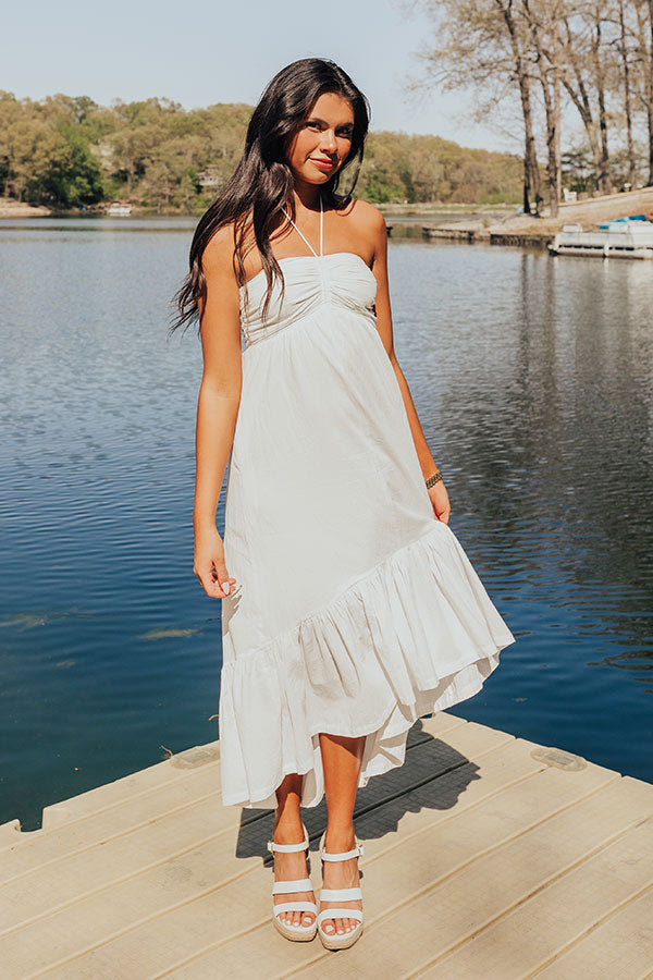 Lakeside Party Halter Midi in White