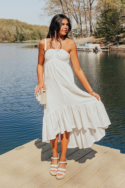 Lakeside Party Halter Midi in White