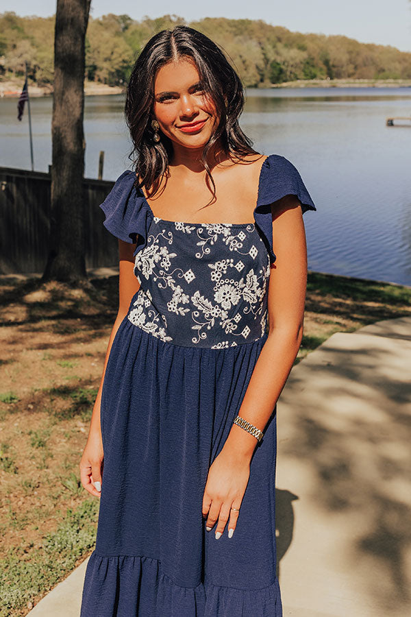 Picnic At The Park Embroidered Maxi Dress