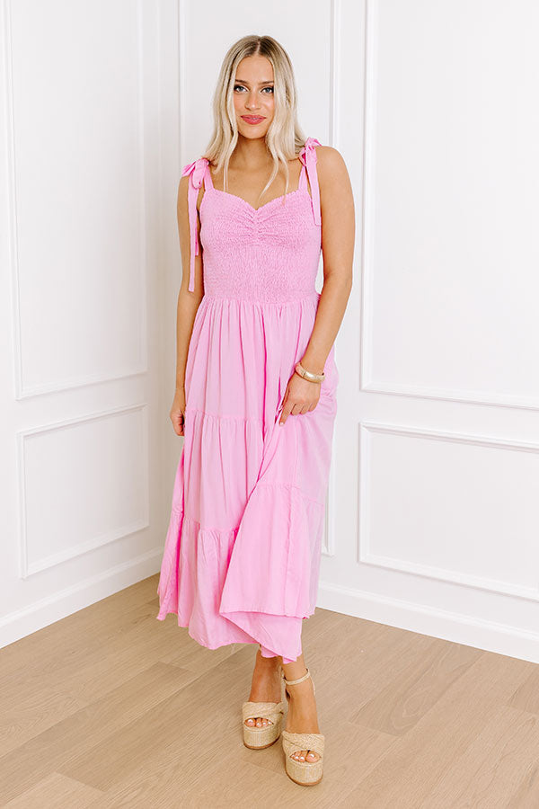 Tucson Stroll Smocked Midi in Pink
