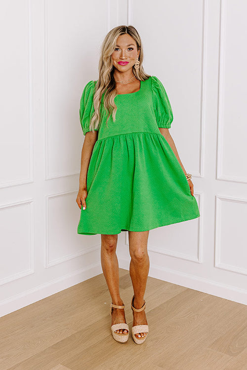 Sweet Gesture Babydoll Mini Dress in Green