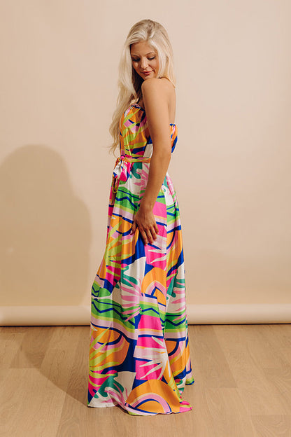 Paradise Palette Satin Maxi Dress