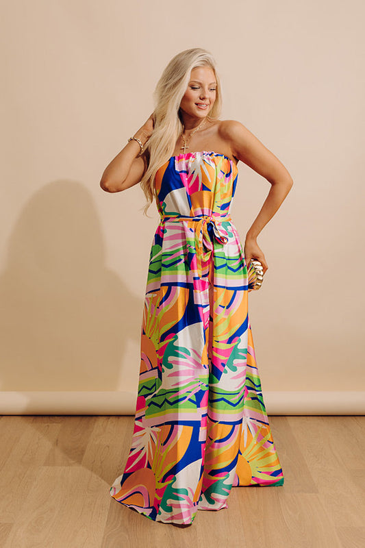 Paradise Palette Satin Maxi Dress