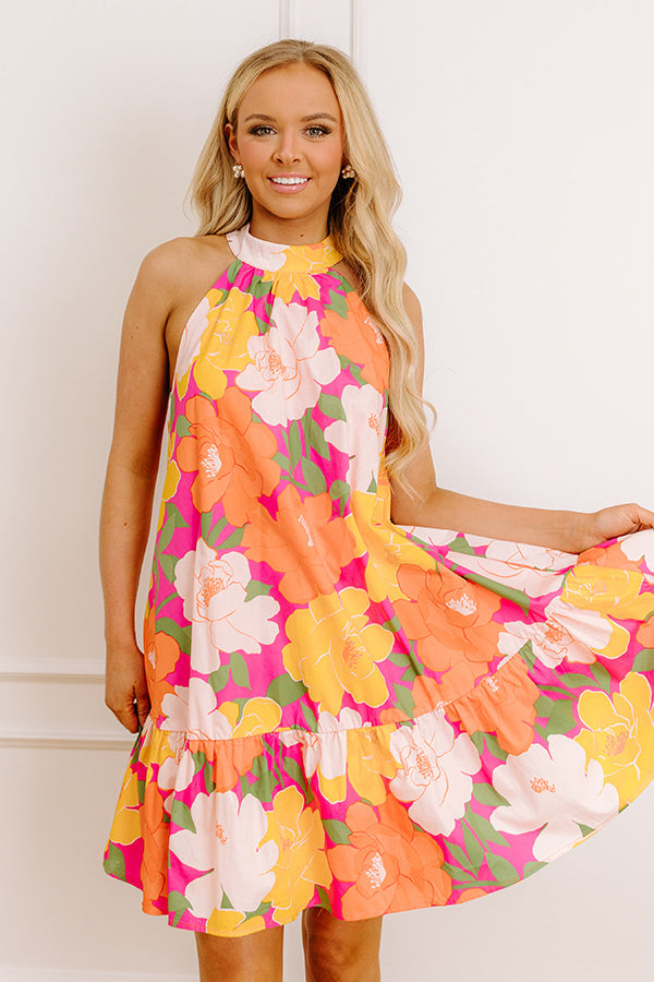 Gardenia Gorgeous Floral Mini Dress in Orange