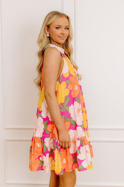 Gardenia Gorgeous Floral Mini Dress in Orange
