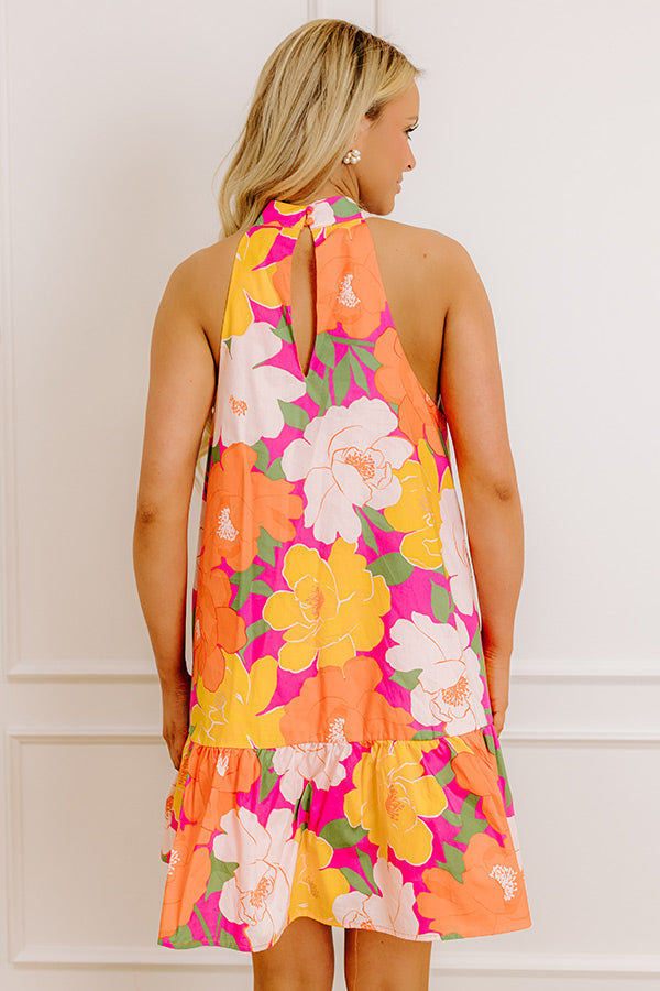 Gardenia Gorgeous Floral Mini Dress in Orange