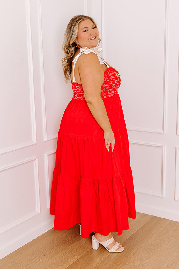 Favorite Love Story Smocked Midi in Red Curves