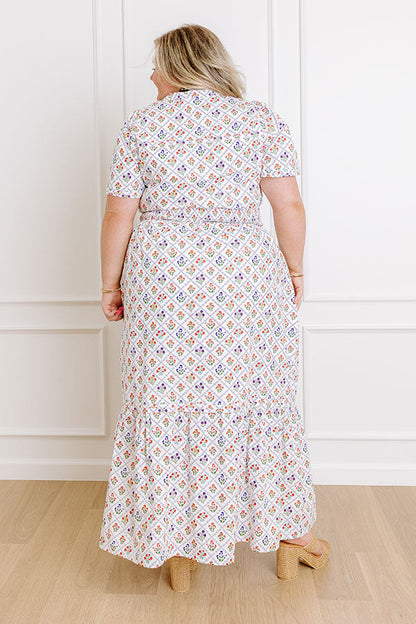 Brunch Babe Floral Maxi Dress in White Curves
