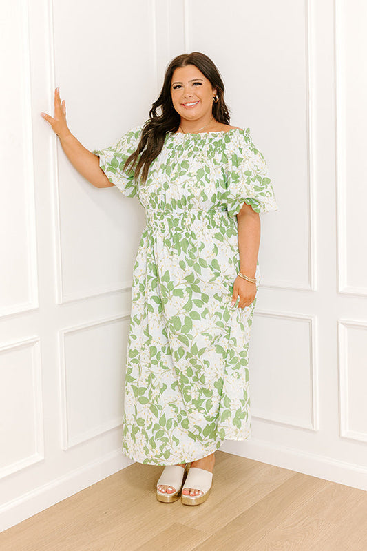 Honeysuckle Fields Floral Midi Dress Curves