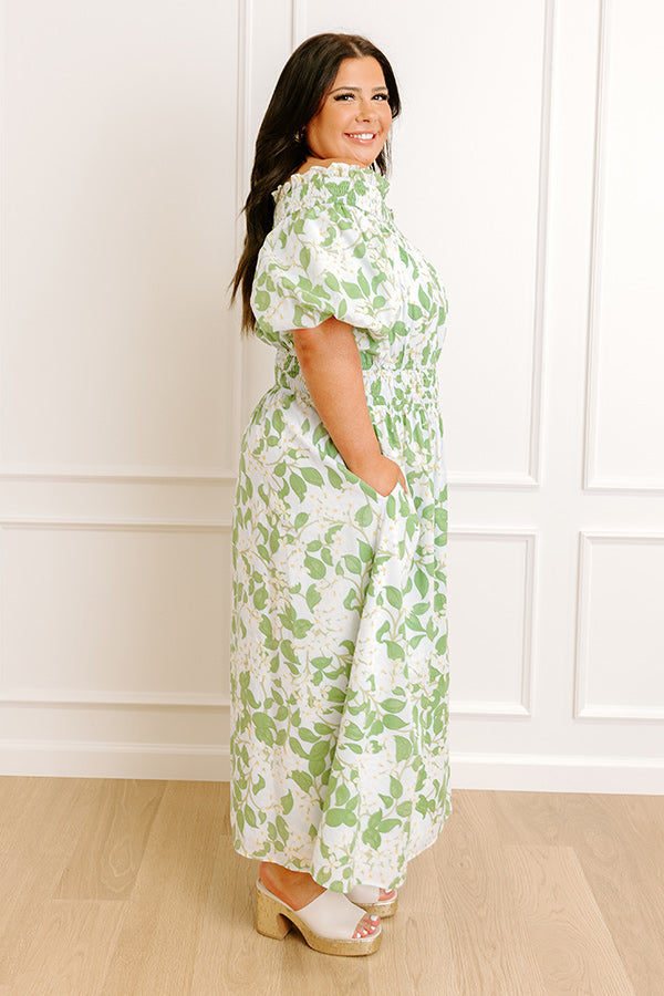 Honeysuckle Fields Floral Midi Dress Curves