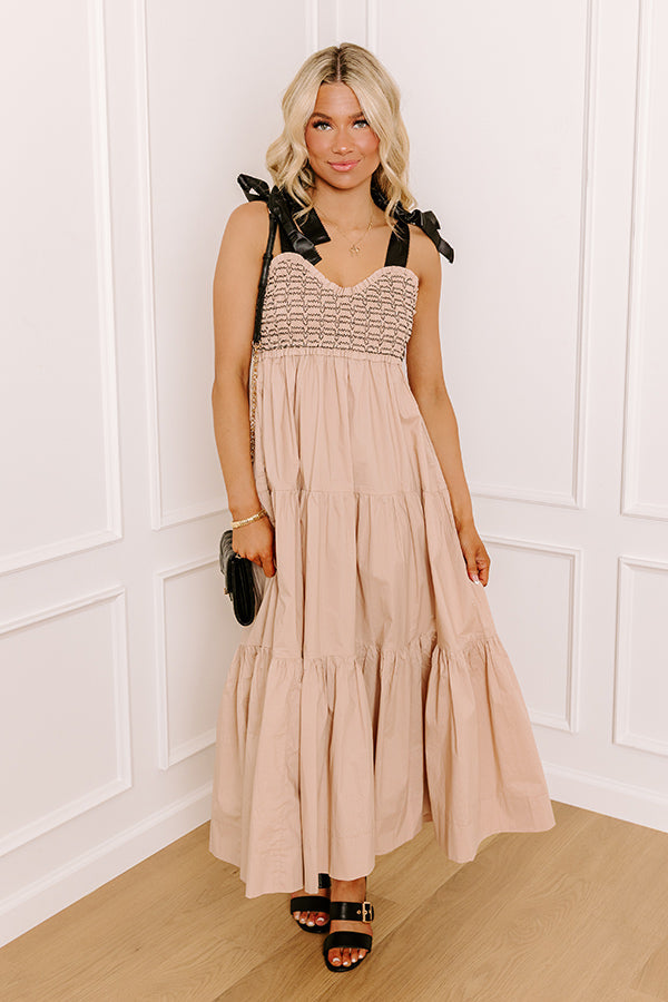 Favorite Love Story Smocked Midi Iced Latte