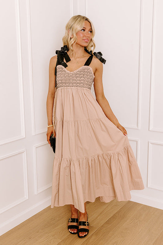 Favorite Love Story Smocked Midi Iced Latte