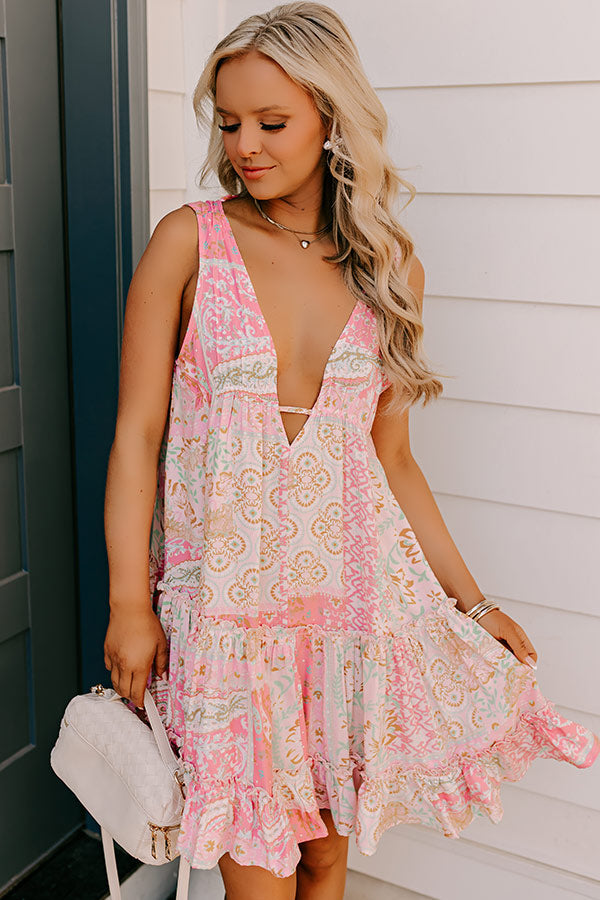 Chic and Serene Floral Mini Dress