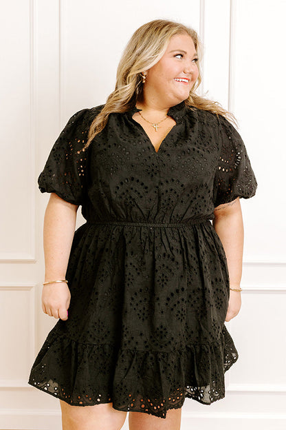 Mimosa Toast Eyelet Mini Dress Curves