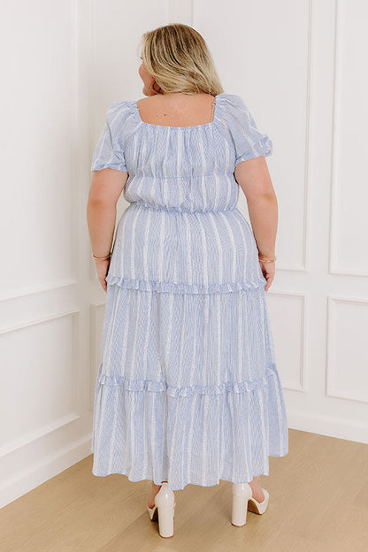 Countryside Meadows Stripe Midi Dress Curves