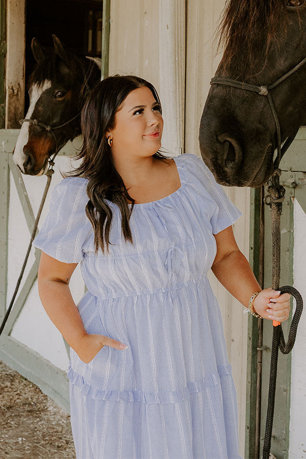Countryside Meadows Stripe Midi Dress Curves